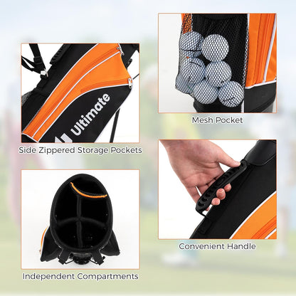 Kids Golf Clubs, Junior Golf Set for Right Hand Includes #3 Fairway Wood & #7 & #9 Irons, Putter & Golf Stand Bag, Portable Youth Children Club