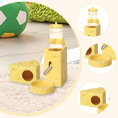 Ceramic Hamster Hideout Cage Accessories, Cute Cheese Shape Indoor Small Pets Hideout Cave Decoration for Ferret Dwarf Hamster Guinea Pig- Yellow S