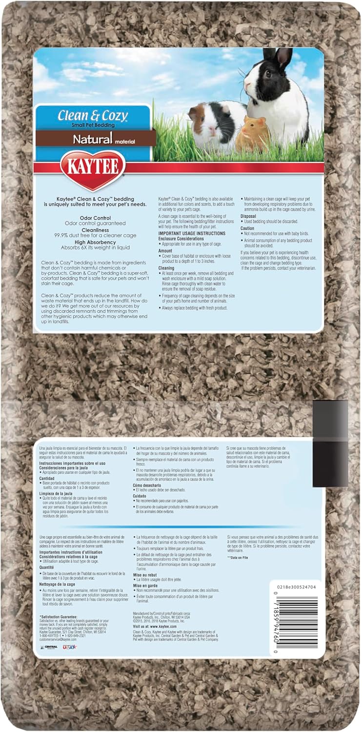 Clean & Cozy Natural Paper Bedding, Made for Small Animals, 49.2 Liters
