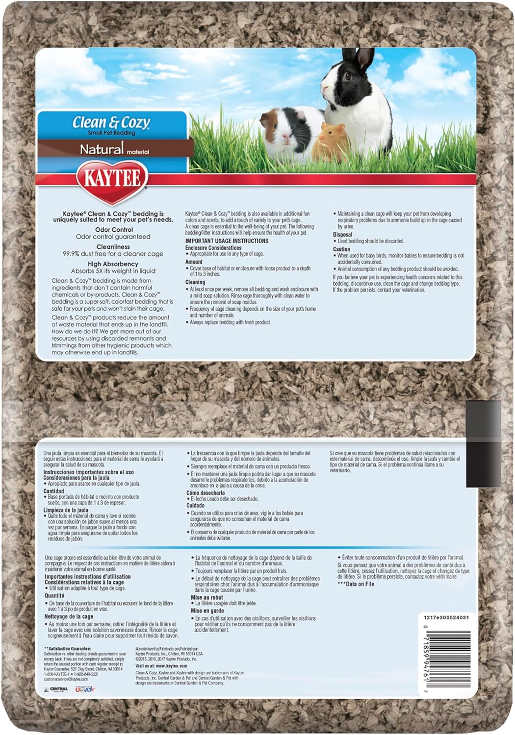 Clean & Cozy Natural Paper Bedding, Made for Small Animals, 49.2 Liters