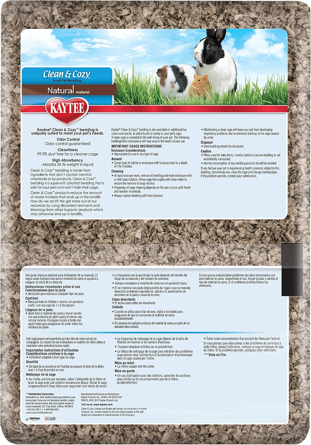 Clean & Cozy Natural Paper Bedding, Made for Small Animals, 49.2 Liters