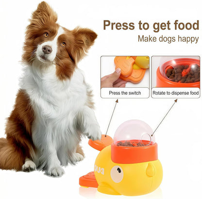 Duck Shaped Interactive Treat Dispenser for Cats and Dogs, Puzzle Slow Feeder Toy with Adjustable Food Outlets, Non Slip Pet Food Dispenser for Small Medium Pets (Yellow)