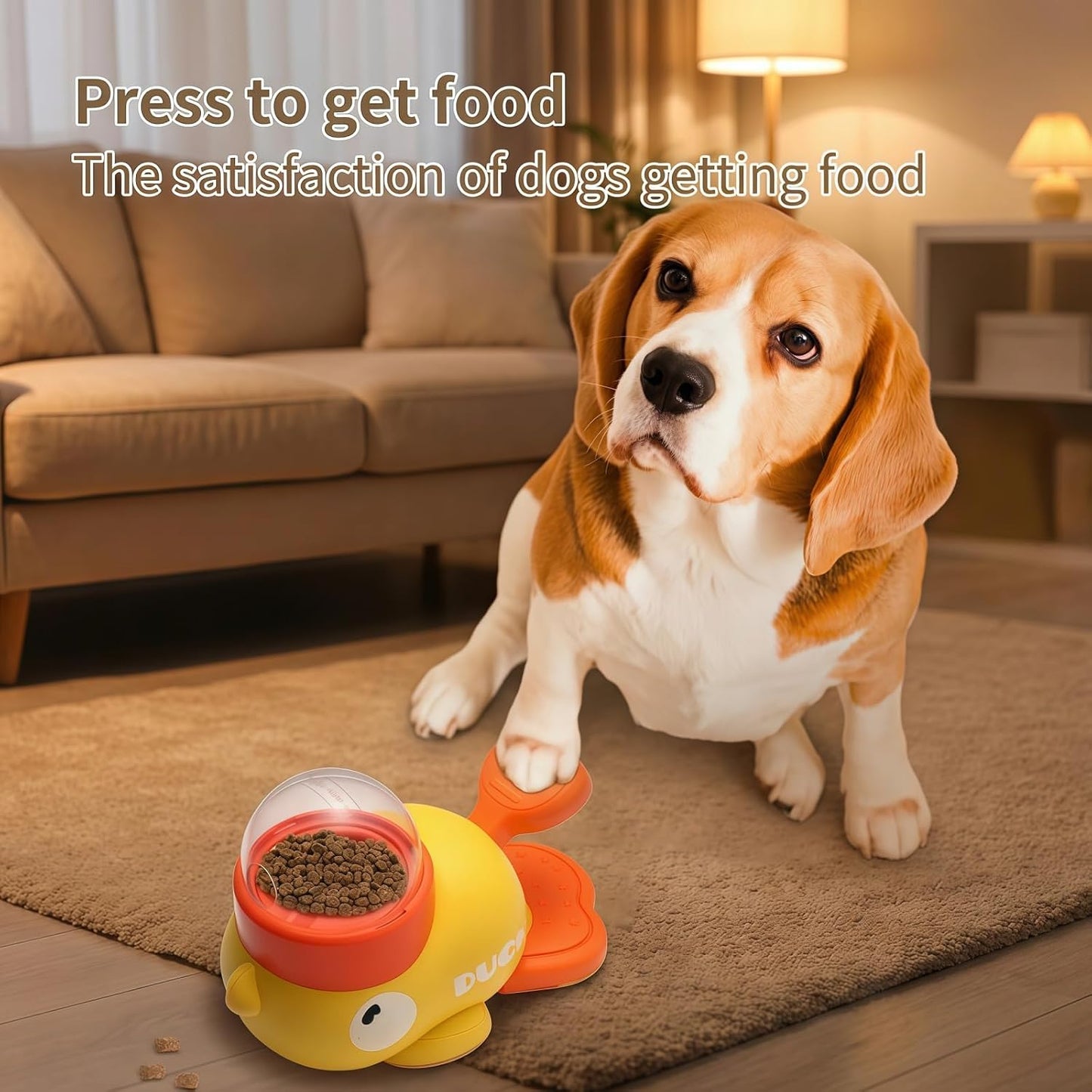 Duck Shaped Interactive Treat Dispenser for Cats and Dogs, Puzzle Slow Feeder Toy with Adjustable Food Outlets, Non Slip Pet Food Dispenser for Small Medium Pets (Yellow)