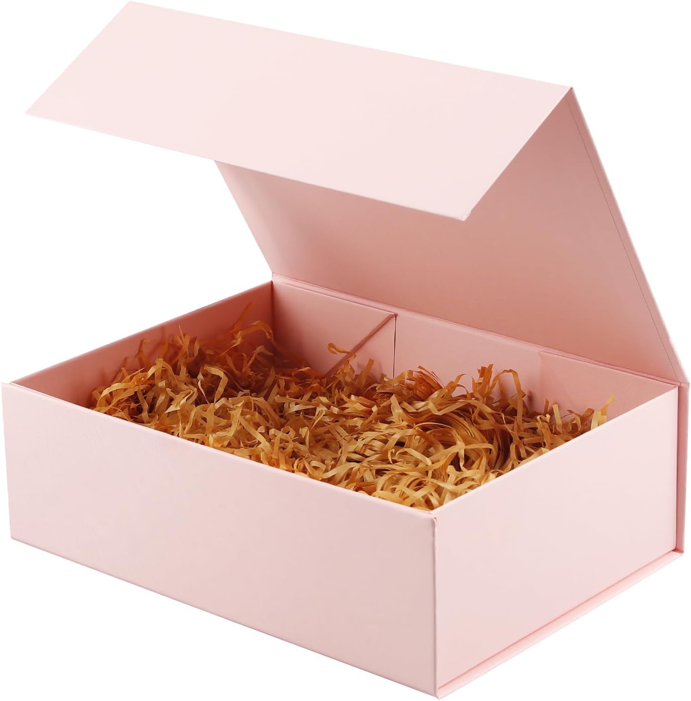 Pink Gift Box with Satin Ribbon Collapsible 11x7.8x3.5 Inches Gift Box with Magnetic Closure Matte Textured Finish Box for Wedding Gifts.