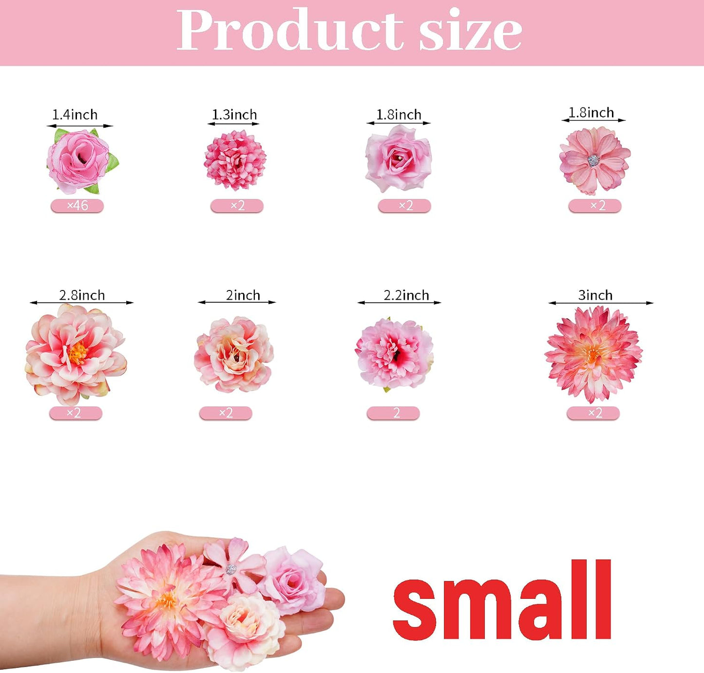 60Pcs Mini Faux Flower Heads Small Artificial Tiny Fake Roses Yellow | for Crafts, DIY, Graduation Cap, Party, Home, Wedding Decor