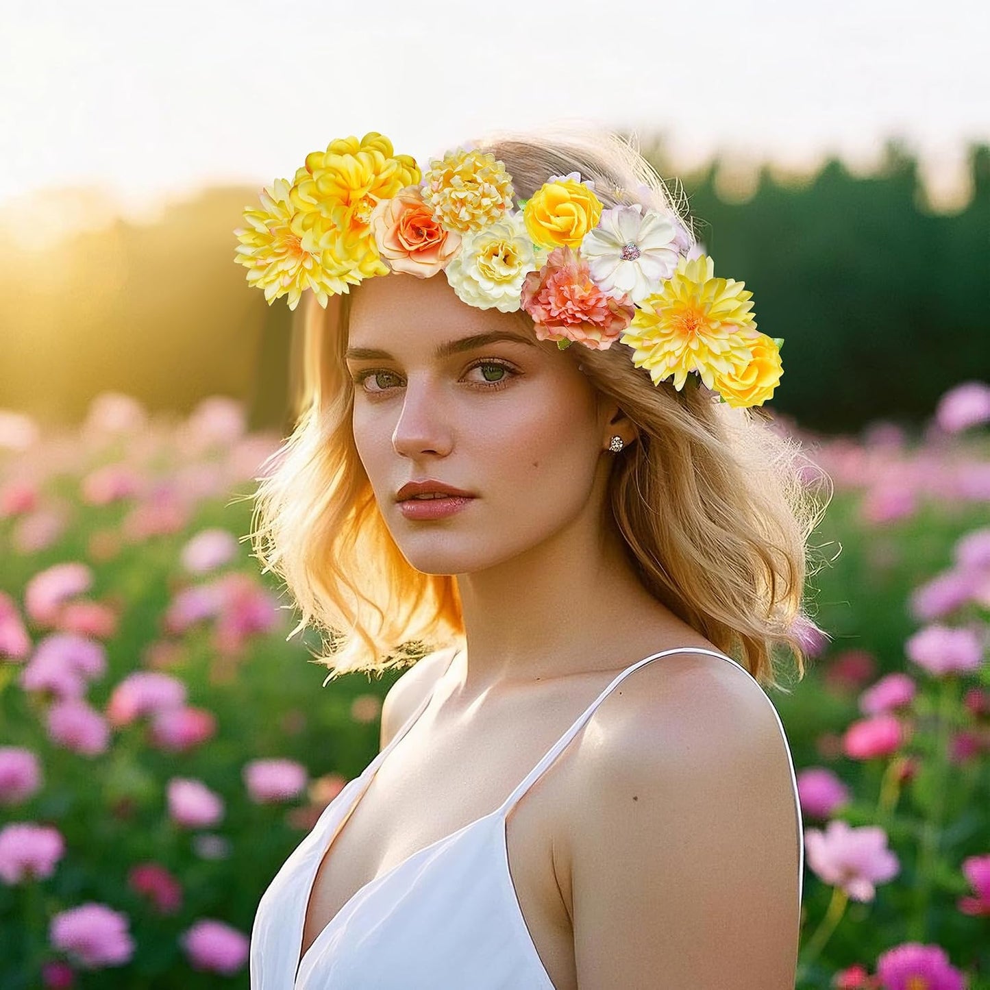 60Pcs Mini Faux Flower Heads Small Artificial Tiny Fake Roses Yellow | for Crafts, DIY, Graduation Cap, Party, Home, Wedding Decor