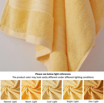 Yellow Luxury Bath Towel Set, Turkish Cotton Hotel Towel Bulk for Bathroom, Thick Bathroom Set of 6 Pcs with 2 Large Bath Towels, 2 Hand Towels, 2 Washcloths, 650 GSM.