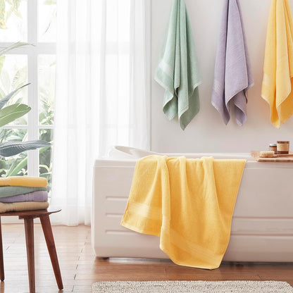 Yellow Luxury Bath Towel Set, Turkish Cotton Hotel Towel Bulk for Bathroom, Thick Bathroom Set of 6 Pcs with 2 Large Bath Towels, 2 Hand Towels, 2 Washcloths, 650 GSM.