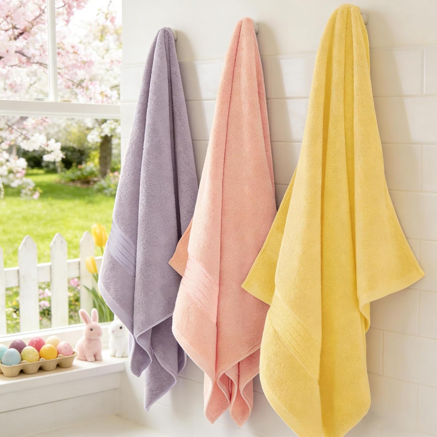 Yellow Luxury Bath Towel Set, Turkish Cotton Hotel Towel Bulk for Bathroom, Thick Bathroom Set of 6 Pcs with 2 Large Bath Towels, 2 Hand Towels, 2 Washcloths, 650 GSM.