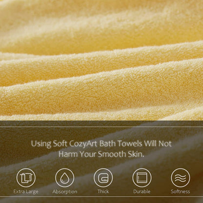 Yellow Luxury Bath Towel Set, Turkish Cotton Hotel Towel Bulk for Bathroom, Thick Bathroom Set of 6 Pcs with 2 Large Bath Towels, 2 Hand Towels, 2 Washcloths, 650 GSM.