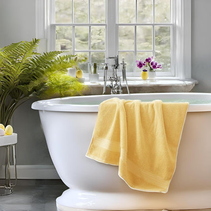 Yellow Luxury Bath Towel Set, Turkish Cotton Hotel Towel Bulk for Bathroom, Thick Bathroom Set of 6 Pcs with 2 Large Bath Towels, 2 Hand Towels, 2 Washcloths, 650 GSM.