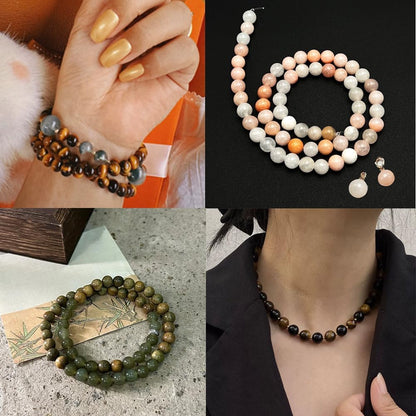 Natural Gemstone Yellow Jade Round Loose Beads for DIY Jewelry Making | 8mm Polished Smooth Stone Beads for Bracelet Necklace Jwelery Making Supplies