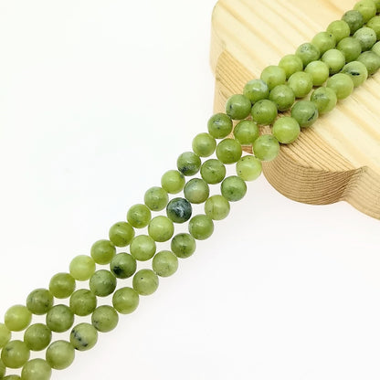 Natural Gemstone Yellow Jade Round Loose Beads for DIY Jewelry Making | 8mm Polished Smooth Stone Beads for Bracelet Necklace Jwelery Making Supplies