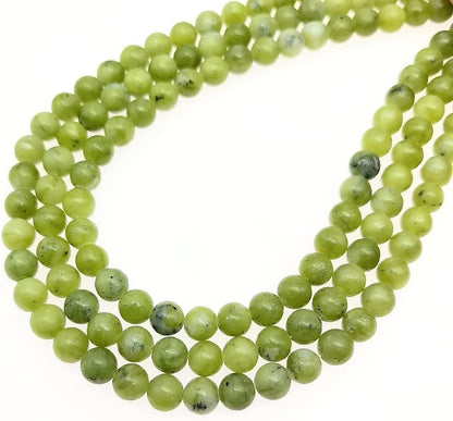 Natural Gemstone Yellow Jade Round Loose Beads for DIY Jewelry Making | 8mm Polished Smooth Stone Beads for Bracelet Necklace Jwelery Making Supplies