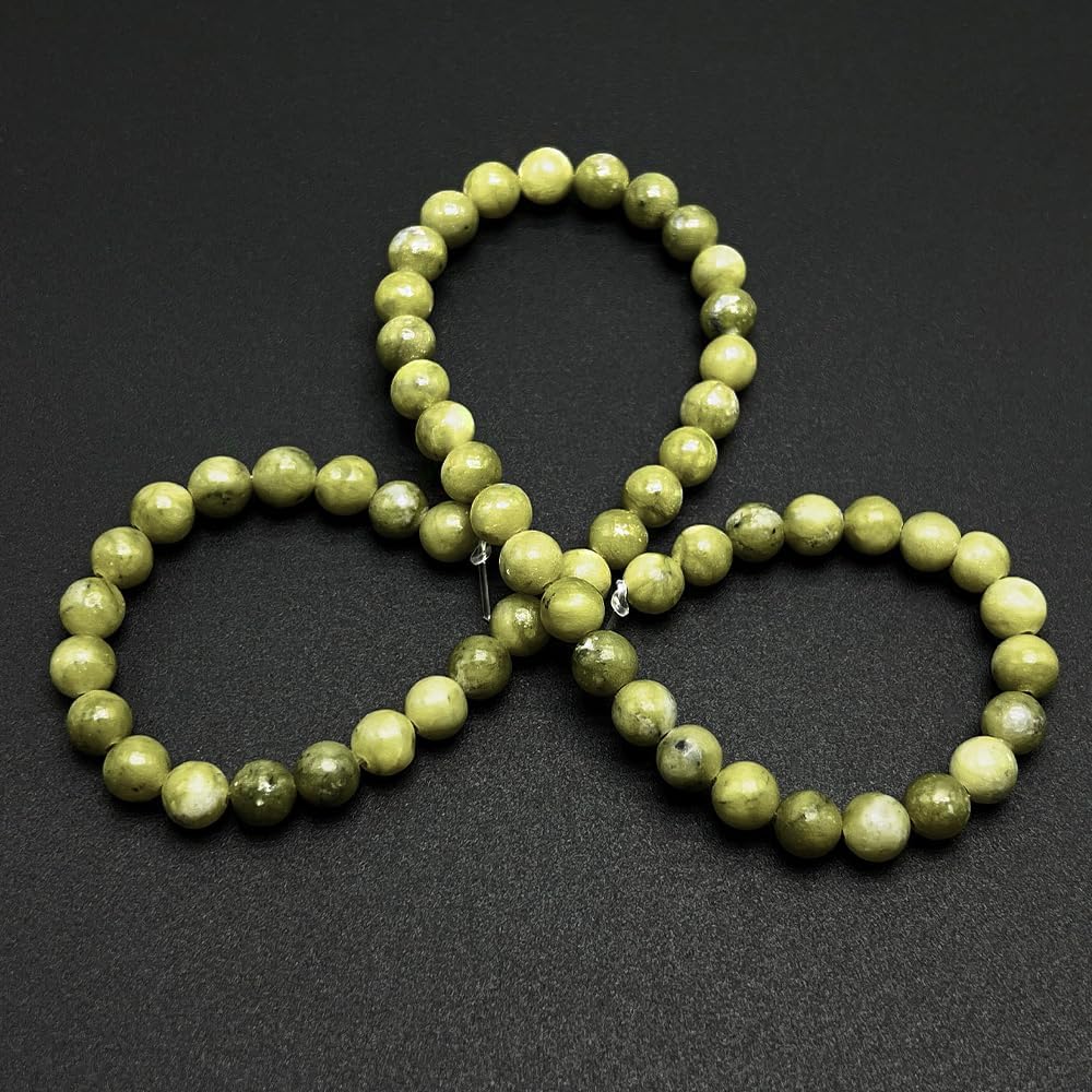 Natural Gemstone Yellow Jade Round Loose Beads for DIY Jewelry Making | 8mm Polished Smooth Stone Beads for Bracelet Necklace Jwelery Making Supplies