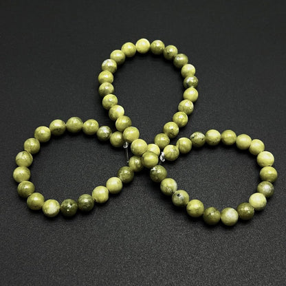 Natural Gemstone Yellow Jade Round Loose Beads for DIY Jewelry Making | 8mm Polished Smooth Stone Beads for Bracelet Necklace Jwelery Making Supplies