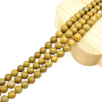 Natural Gemstone Yellow Jade Round Loose Beads for DIY Jewelry Making | 8mm Polished Smooth Stone Beads for Bracelet Necklace Jwelery Making Supplies