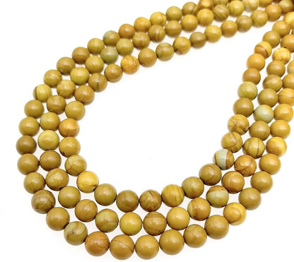 Natural Gemstone Yellow Jade Round Loose Beads for DIY Jewelry Making | 8mm Polished Smooth Stone Beads for Bracelet Necklace Jwelery Making Supplies