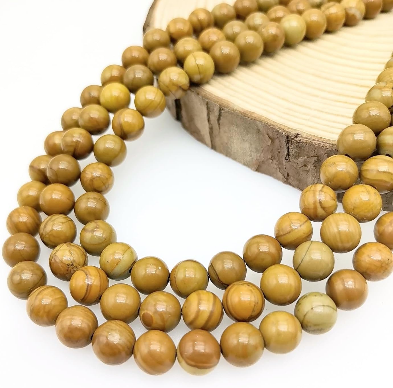 Natural Gemstone Yellow Jade Round Loose Beads for DIY Jewelry Making | 8mm Polished Smooth Stone Beads for Bracelet Necklace Jwelery Making Supplies