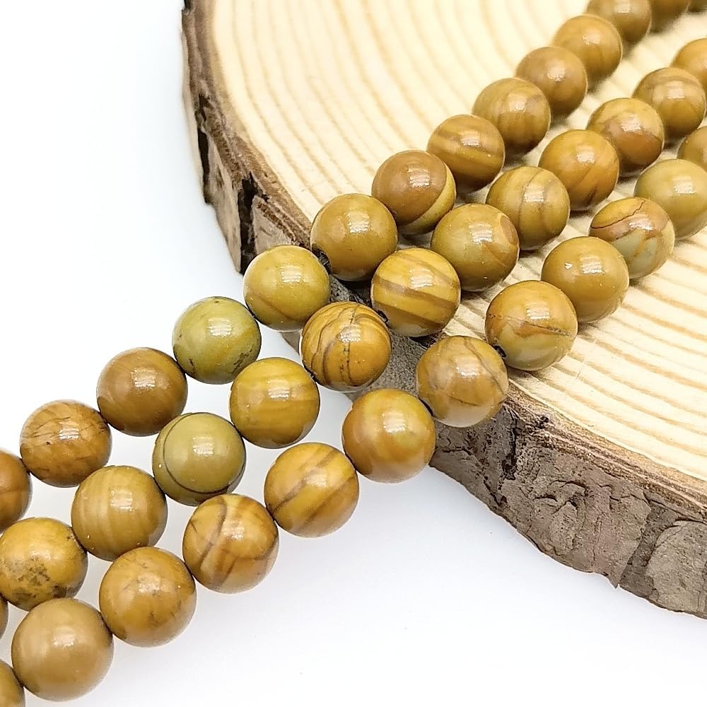Natural Gemstone Yellow Jade Round Loose Beads for DIY Jewelry Making | 8mm Polished Smooth Stone Beads for Bracelet Necklace Jwelery Making Supplies