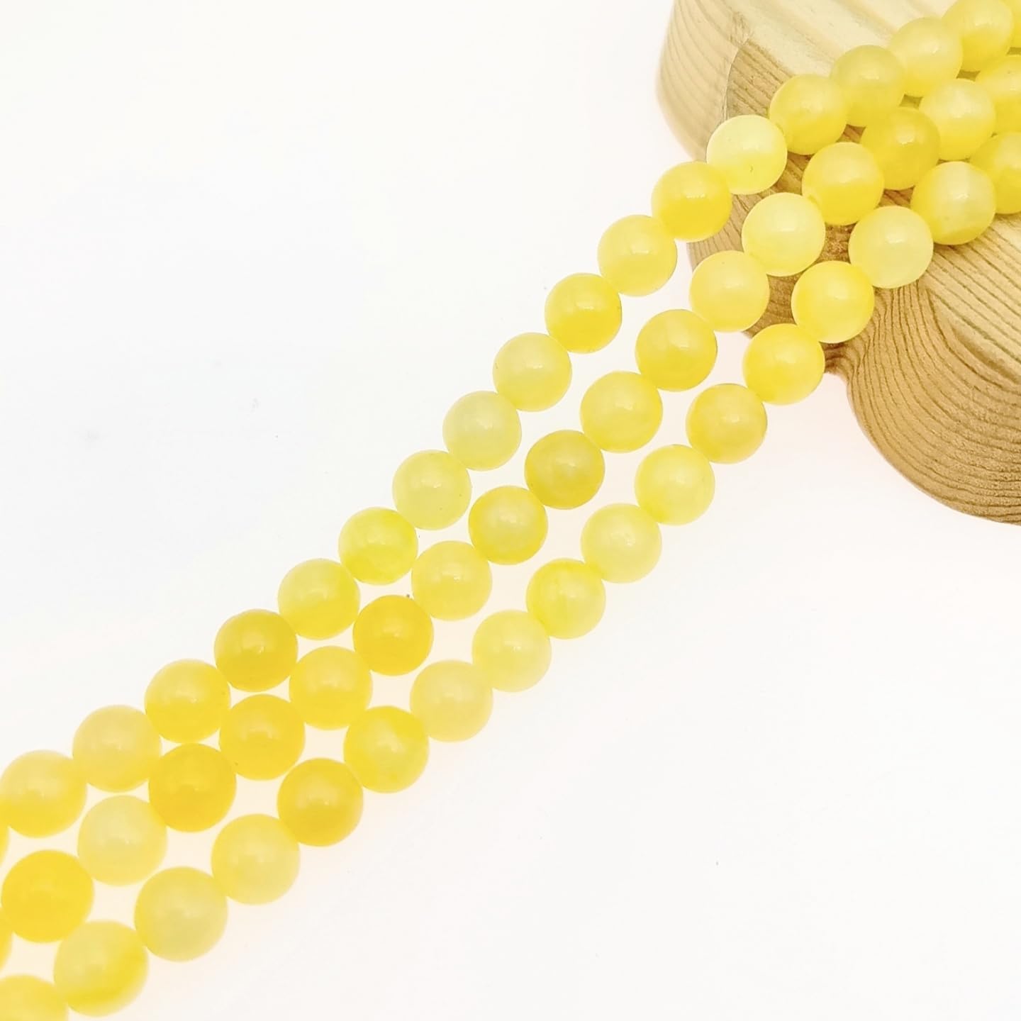 Natural Gemstone Yellow Jade Round Loose Beads for DIY Jewelry Making | 8mm Polished Smooth Stone Beads for Bracelet Necklace Jwelery Making Supplies