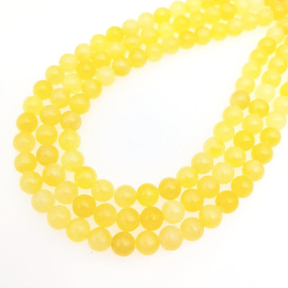 Natural Gemstone Yellow Jade Round Loose Beads for DIY Jewelry Making | 8mm Polished Smooth Stone Beads for Bracelet Necklace Jwelery Making Supplies