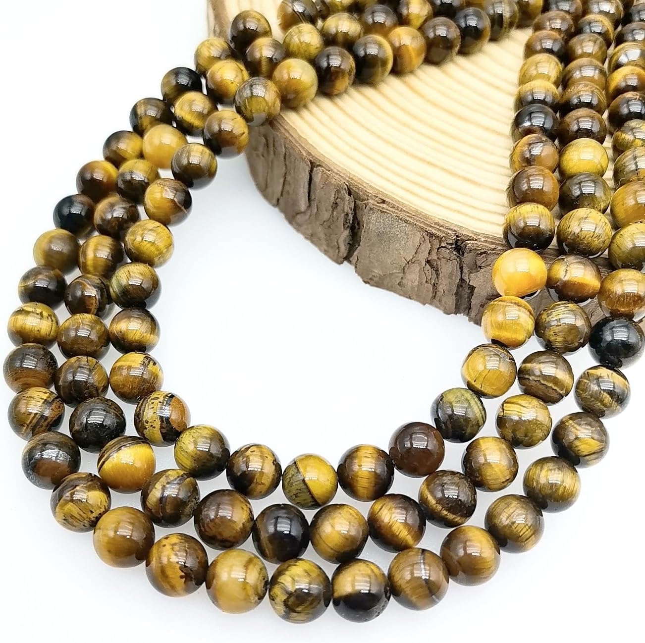 Natural Gemstone Yellow Jade Round Loose Beads for DIY Jewelry Making | 8mm Polished Smooth Stone Beads for Bracelet Necklace Jwelery Making Supplies