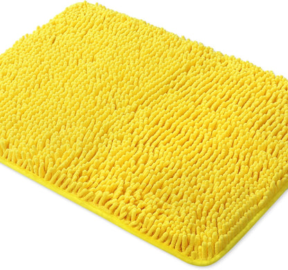 Yellow Bathroom Rugs 17"x24",Chenille Bath Mats,Absorbent and Washable Bath Rug Non-Slip, Extra Soft Rugs for Bathroom Floor,Tub,Shower and Sink