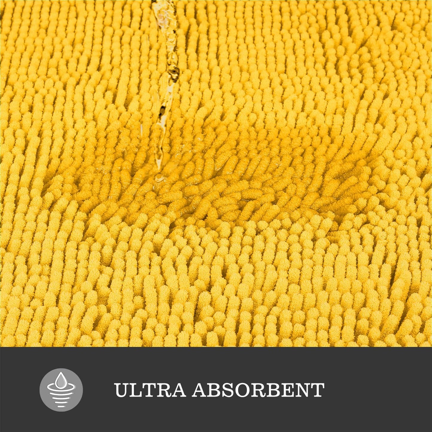 Yellow Bathroom Rugs 17"x24",Chenille Bath Mats,Absorbent and Washable Bath Rug Non-Slip, Extra Soft Rugs for Bathroom Floor,Tub,Shower and Sink