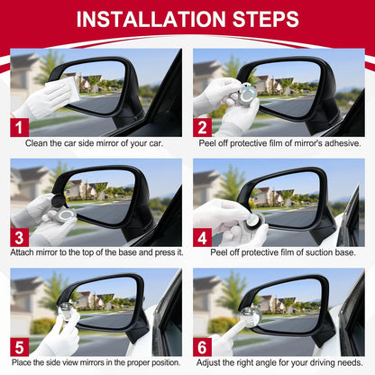 Blind Spot Mirror, 2" Round HD Glass Frameless Convex Rear View Mirrors Exterior Accessories with Wide Angle Adjustable Stick for Car SUV and Trucks, Pack of 2