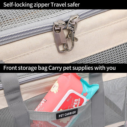 Airline Approved Pet Carrier for Cats and Small Dogs, Breathable and Collapsible Design, Portable Travel Bag for Bearded Dragon, Puppies Animal Hangbag, Rabbit Cage Cage (Khaki, Small)