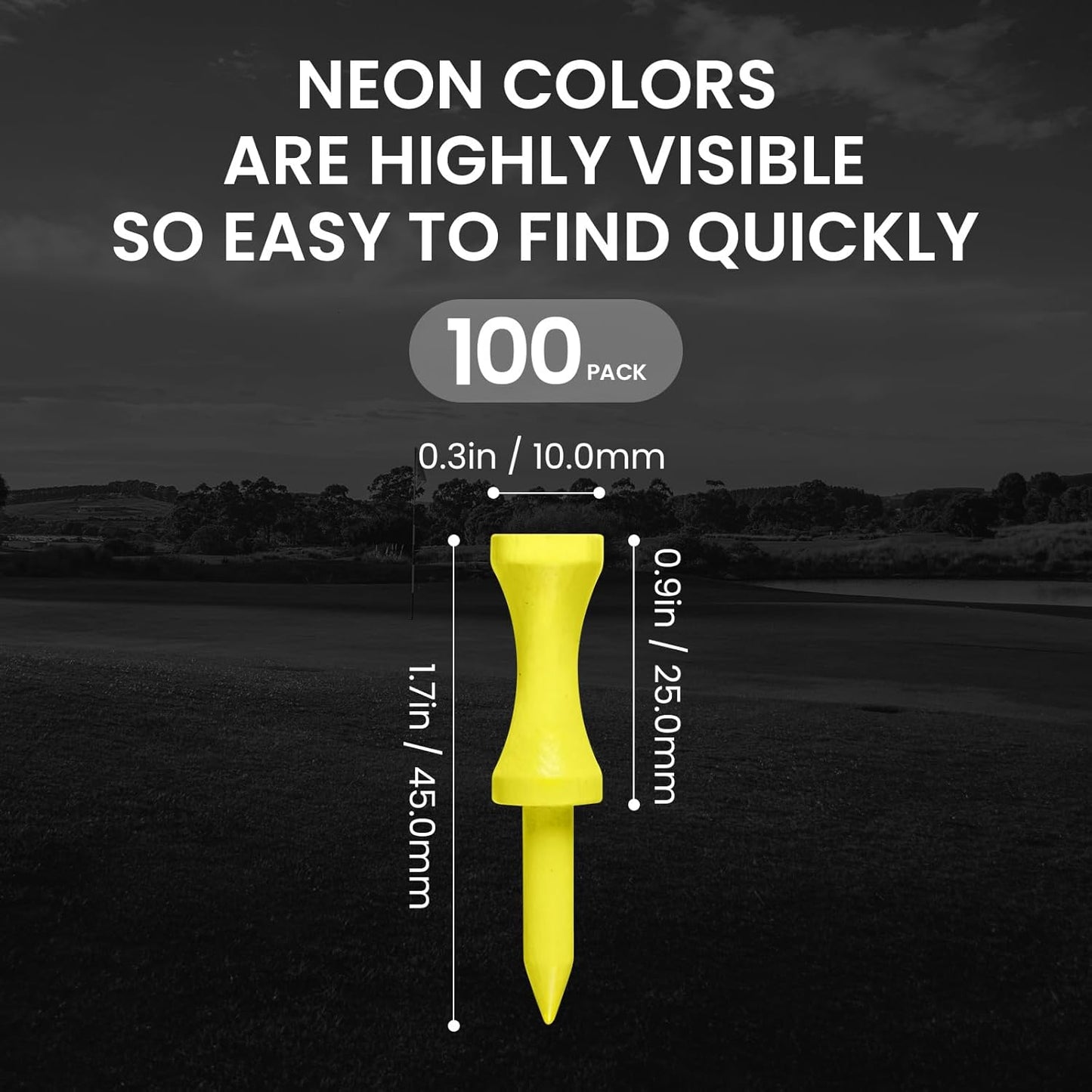 Castle Golf Tees Wood 1" 1 1/4" 1 3/4" for Par 3 & Iron Shots Value 100 Pack, Wooden Short Tees for Consistent Height & Accurate Practice, Small Size in Green Red Yellow
