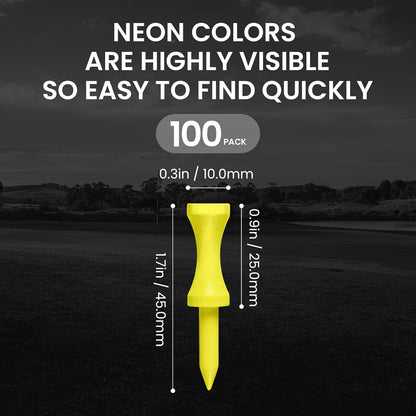 Castle Golf Tees Wood 1" 1 1/4" 1 3/4" for Par 3 & Iron Shots Value 100 Pack, Wooden Short Tees for Consistent Height & Accurate Practice, Small Size in Green Red Yellow