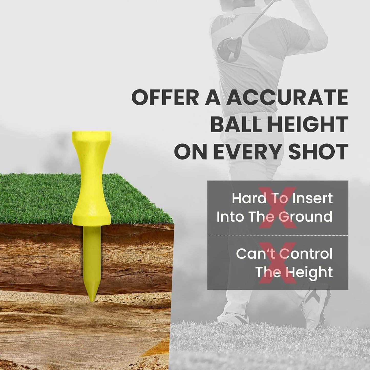 Castle Golf Tees Wood 1" 1 1/4" 1 3/4" for Par 3 & Iron Shots Value 100 Pack, Wooden Short Tees for Consistent Height & Accurate Practice, Small Size in Green Red Yellow