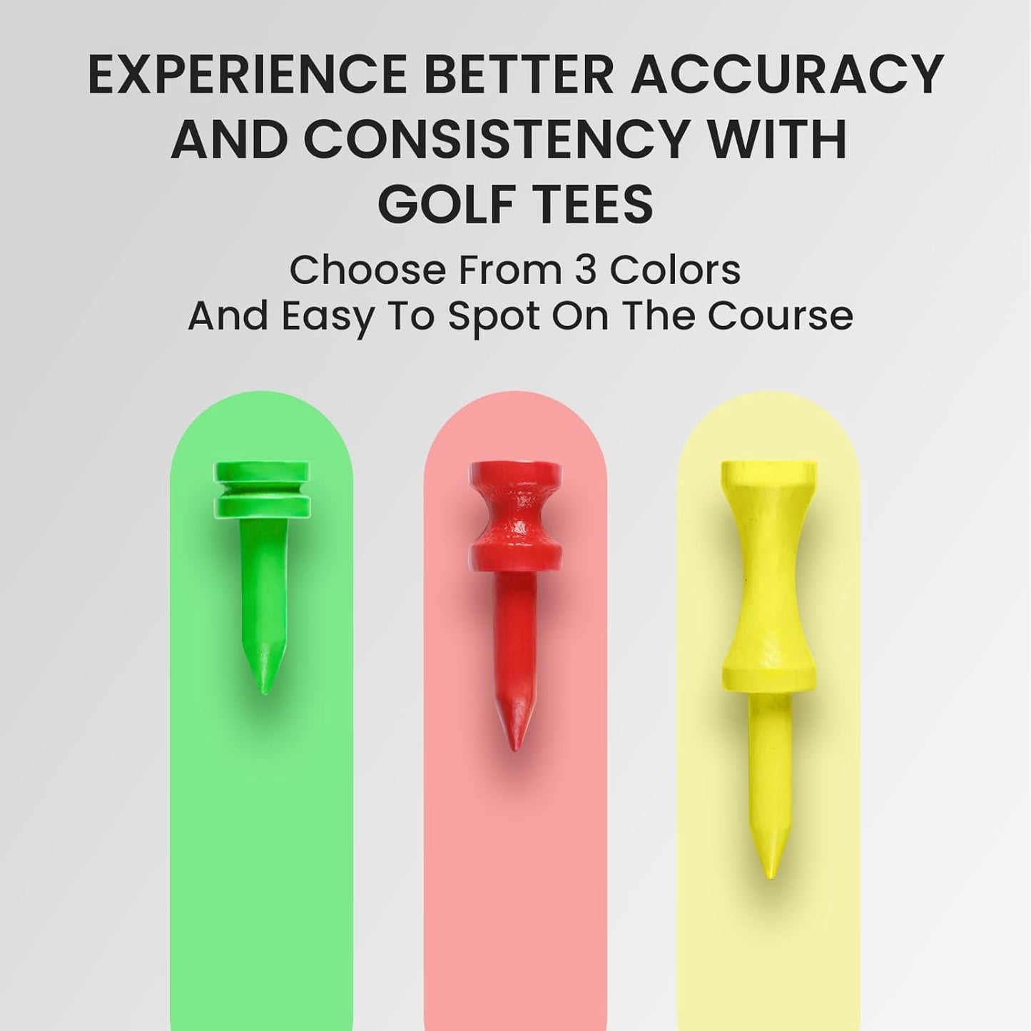 Castle Golf Tees Wood 1" 1 1/4" 1 3/4" for Par 3 & Iron Shots Value 100 Pack, Wooden Short Tees for Consistent Height & Accurate Practice, Small Size in Green Red Yellow