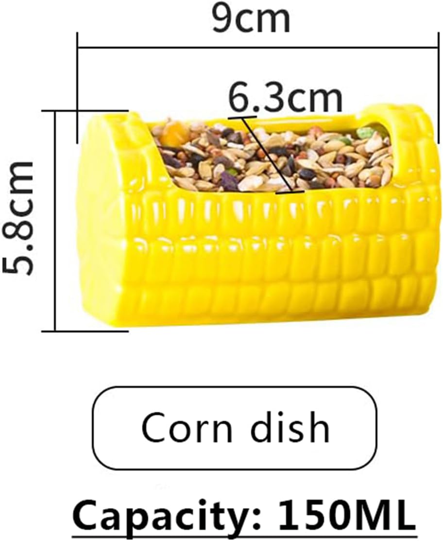 Hamster Food Bowl,Corn Shape Funny Small Animals Pet Bowl for Hamster,MINI Ceramic Food Water Feeding Bowl for Guinea Pigs，Gerbil，Mouse Rat，Chinchilla and Hedgehog (Yellow)