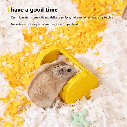 Hamster Food Bowl,Corn Shape Funny Small Animals Pet Bowl for Hamster,MINI Ceramic Food Water Feeding Bowl for Guinea Pigs，Gerbil，Mouse Rat，Chinchilla and Hedgehog (Yellow)