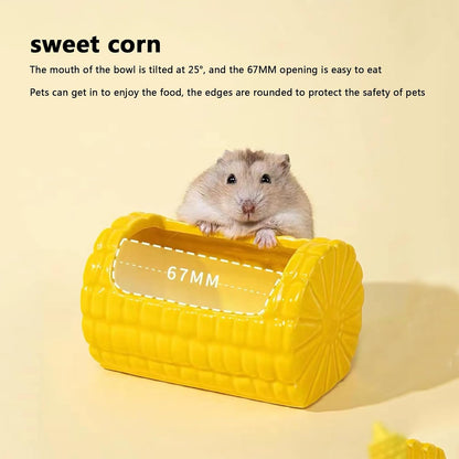 Hamster Food Bowl,Corn Shape Funny Small Animals Pet Bowl for Hamster,MINI Ceramic Food Water Feeding Bowl for Guinea Pigs，Gerbil，Mouse Rat，Chinchilla and Hedgehog (Yellow)