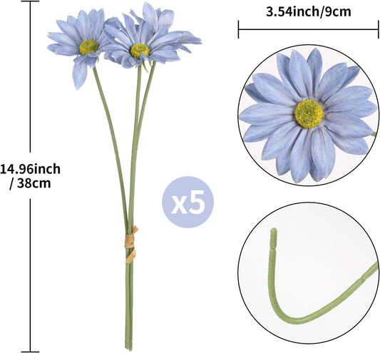 15pcs Daisies Artificial Flowers Faux Yellow Daisies Flowers 12" Fake Wildflowers Flower Silk Flowers for Floral Arrangements Wedding Home Garden Decor (Yellow)