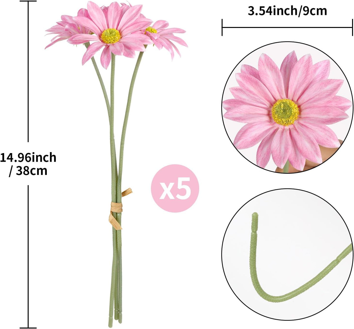 15pcs Daisies Artificial Flowers Faux Yellow Daisies Flowers 12" Fake Wildflowers Flower Silk Flowers for Floral Arrangements Wedding Home Garden Decor (Yellow)