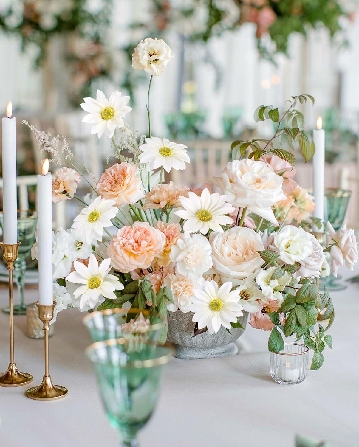15pcs Daisies Artificial Flowers Faux Yellow Daisies Flowers 12" Fake Wildflowers Flower Silk Flowers for Floral Arrangements Wedding Home Garden Decor (Yellow)
