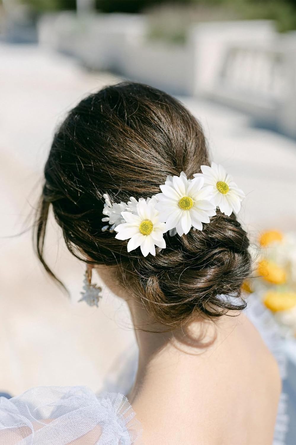 15pcs Daisies Artificial Flowers Faux Yellow Daisies Flowers 12" Fake Wildflowers Flower Silk Flowers for Floral Arrangements Wedding Home Garden Decor (Yellow)