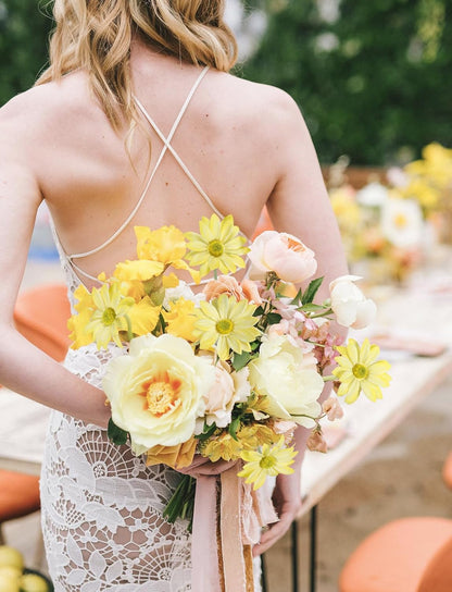 15pcs Daisies Artificial Flowers Faux Yellow Daisies Flowers 12" Fake Wildflowers Flower Silk Flowers for Floral Arrangements Wedding Home Garden Decor (Yellow)
