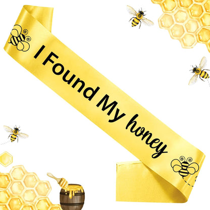 Bee Bridal Shower Decorations - I Found My Honey Sash & She Found Her Honey Decor - Bee & Wildflower Theme - Yellow - 1 Count - Female