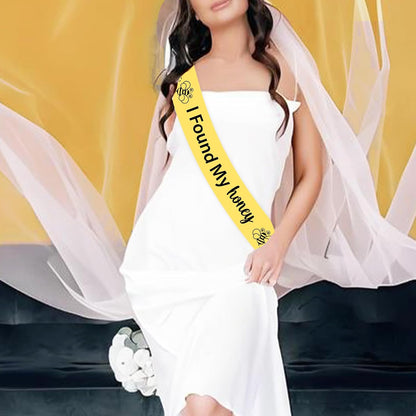 Bee Bridal Shower Decorations - I Found My Honey Sash & She Found Her Honey Decor - Bee & Wildflower Theme - Yellow - 1 Count - Female