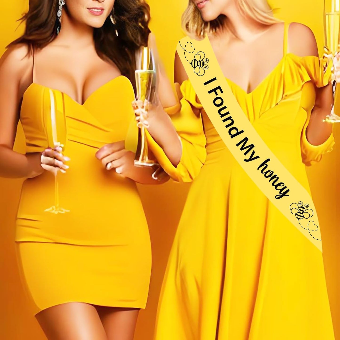Bee Bridal Shower Decorations - I Found My Honey Sash & She Found Her Honey Decor - Bee & Wildflower Theme - Yellow - 1 Count - Female