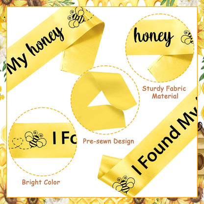 Bee Bridal Shower Decorations - I Found My Honey Sash & She Found Her Honey Decor - Bee & Wildflower Theme - Yellow - 1 Count - Female