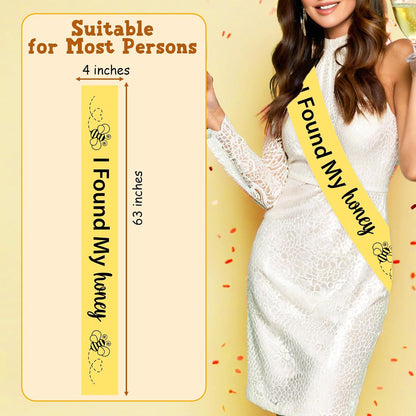 Bee Bridal Shower Decorations - I Found My Honey Sash & She Found Her Honey Decor - Bee & Wildflower Theme - Yellow - 1 Count - Female