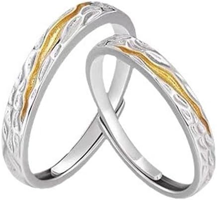 Matching Rings for Couples, Adjustable Unisex Eternity Love Band Set for Couples | CZ Stackable Jewelry, Perfect for Promise Engagements Rings for Women