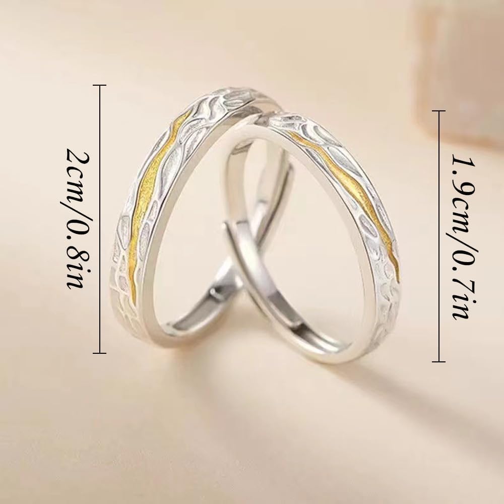 Matching Rings for Couples, Adjustable Unisex Eternity Love Band Set for Couples | CZ Stackable Jewelry, Perfect for Promise Engagements Rings for Women